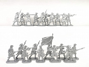 Игровой состав набора: Пехота армии Петра I (8+12 шт, серебро) 52 мм, Солдатики ЛАД