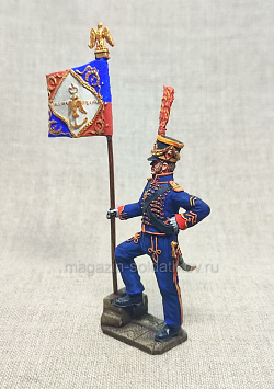 Миниатюра из олова Орлоносец батальона гвардейских моряков, Франция 1804-12, 54 мм, Студия Большой полк (ИЛ1246.12.03.54) (ИЛ1246.12.03.54)