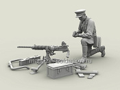 Сборная фигура из смолы SM 3123 Старший лейтенант РККА с трофейным японским пулемётом (тип 92), 1:35, SOGA miniatures - фото