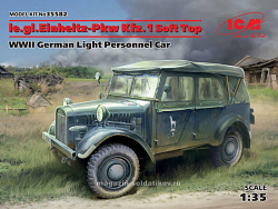 Сборная модель из пластика le.gl.Einheitz-Pkw Kfz.1 с тентом, Германский легкий внедорожный автомобиль ІІ МВ (1/35) ICM (35582) (35582)