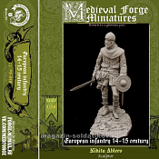 Сборная миниатюра из смолы European infantry 14-15 th century, 75 mm (1:24) Medieval Forge Miniatures - фото