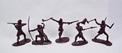Солдатики из пластика Гуроны №1 (темно-коричневый цвет, 5 шт), 1:32 Хобби Бункер - фото