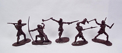 Солдатики из пластика Гуроны №1 (темно-коричневый цвет, 5 шт), 1:32 Хобби Бункер