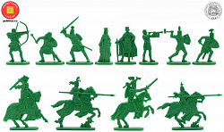 Солдатики из пластика Рыцарский турнир, набор в коробке (12 шт, зеленый) 52 мм, Солдатики ЛАД