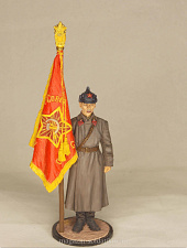 Миниатюра в росписи Старший сержант РККА со знаменем. 1941 г. СССР, 1:32, Сибирский партизан. - фото