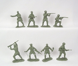 Солдатики из пластика Советская пехота (цвет - зеленый хаки) н 8 шт, 1:32 Хобби Бункер