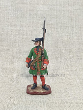 Миниатюра из олова Мушкетер пехотного полка Петра I, 54 мм, Студия Большой полк - фото