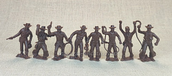 Солдатики из пластика Ковбои, набор из 8 фигур, 65 мм АРК моделc