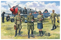 Сборные фигуры из пластика Пилоты и техники ВВС ССР (1943-1945 г.) (1/48) ICM