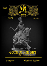 Сборная миниатюра из смолы Готический рыцарь, 54 мм, Altores studio, - фото