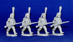 Сборные фигуры из смолы Русские гренадеры в атаке 1812 г. (набор из 4 шт, смола), 28 мм STP-miniatures