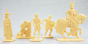Солдатики из пластика Ледовое побоище. Тевтоны, 54 мм (4+1 шт, цвет-слоновая кость), Воины и битвы - фото