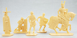 Солдатики из пластика Ледовое побоище. Тевтоны, 54 мм (4+1 шт, цвет-слоновая кость), Воины и битвы