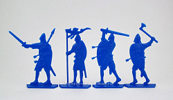 Солдатики из пластика Войско Гарольда Годвинсона, дополнительный набор (4 шт, синий) 52 мм, Солдатики ЛАД