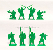 Солдатик из пластика Усиление. Рыцари-Тамплиеры №2 (8 фигурок, зелёный) 1:32, Уфимский солдатик - фото