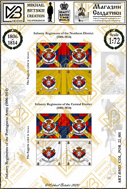 Знамена бумажные, 1/72, Португалия (1806-1814), Пехотные полки