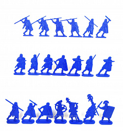 Солдатики из пластика Игровой состав. Тевтобург: Римские легионеры (12+8 шт, синий) 52 мм, Солдатики ЛАД