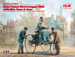 Сборная модель из пластика Автомобиль Бенца 1886 г. с фрау Бенц и сыновьями, 1:24, ICM