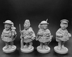 WW1: Британская армия, набор №1 (пехота) - комплект шаржевых фигур из 4-х штук