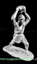 Миниатюра из металла Греческий ополченец с камнем, 54 мм, Магазин Солдатики - фото