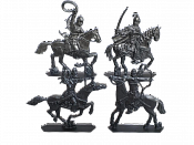 Солдатики из пластика Конные половцы. Выпуск 2, 54 мм (4 шт, цвет-серебряный, без кор), Воины и битвы - фото