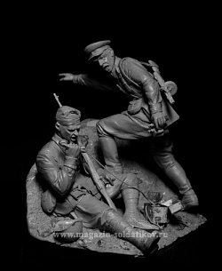 Сборная миниатюра из смолы Батальоны просят огня, (набор 3 фигурки), 75 мм, Баталия миниатюра