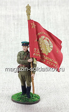 Старший сержант погранвойск НКВД со знаменем, 1939-42 гг. СССР, 54 мм - фото