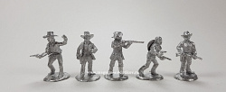 Сборные фигуры из металла Дикий Запад, набор №3 (5 фигур) 28 мм, Figures from Leon
