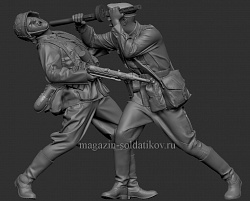 Сборная фигура из смолы Схватка автоматчика РККА с фельдфебелем пехоты Вермахта. Лето 1941-42, 1:35, SOGA miniatures (SM 3016) (SM 3016)
