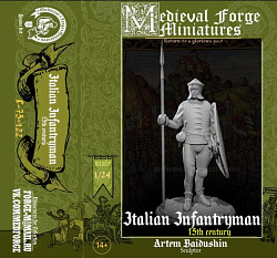 Итальянский пехотинец 75 mm (1:24) Medieval Forge Miniatures (C-75-122) (C-75-122)