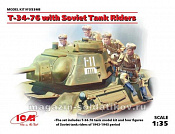 35368 Танк Т-34-76 с танковым десантом (4 фигуры)  (1/35) ICM