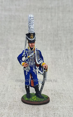 Миниатюра из олова Офицер русского гусарского полка 1805-07 гг., 54 мм, Студия Большой полк (ИЛ1420.12.02.54) (ИЛ1420.12.02.54)