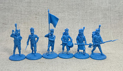 Солдатики из резиноподобного пластика Французская пехота 1806-12 гг., командная группа (набор 6 шт., 40 мм) PBM