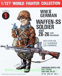 Сборная миниатюра из пластика FT 1 Немецкий солдат ВМВ и пулемет ZB-26, 1:12, FineMolds