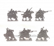 Солдатики из пластика Тевтонский орден. Конные рыцари, 54 мм (6 шт, серый), Воины и битвы - фото