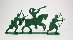 Солдатики из пластика Вильгельм Завоеватель, дополнительный набор (3 шт, зеленый) 52 мм, Солдатики ЛАД