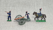 Солдатики из пластика в росписи Французская пушка с расчетом, набор - 4 шт., Italeri - фото