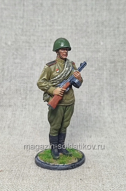 Гвардии красноармеец с ППШ, 1943-45 гг. СССР, 54мм, Красный фронт, 54 мм (КФ-021) (КФ-021)