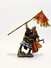 Миниатюра из олова Викинг со стягом IX-XI вв., 54 мм, Большой полк - фото