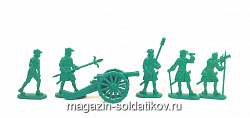 Солдатики из пластика Артиллерия Петра I. Северная война (5+1, зеленый) 52 мм, Солдатики ЛАД
