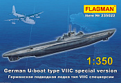 Сборная модель из пластика ФЛ 235322 Германская подводная лодка тип VII C специальные версии (1/350) Flagman - фото