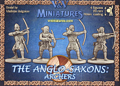 Сборная миниатюра из смолы Англосаксы, набор №3 лучники, 4 фигуры, 28 мм, V&V miniatures - фото