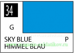 Краска художественная 10 мл. небесно-голубая, глянцевая, Mr. Hobby (C034) (C034)