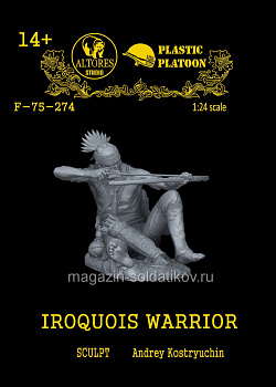Сборная миниатюра из смолы Воин-ирокез, 75 мм, Altores studio, (F-75-274) (F-75-274)