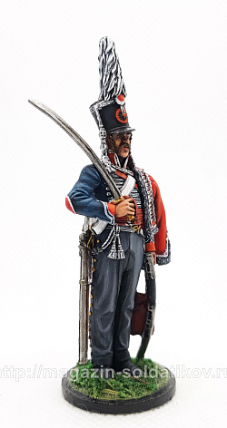Миниатюра из олова Рядовой белорусского гусарского полка, Россия, 1805-06 гг, 54 мм (БП0432.12.02.54) (БП0432.12.02.54)