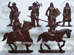Солдатики из пластика Барон Манфре и его люди, 54 мм (6 шт, цвет-шоколадный, б/к), Воины и битвы