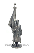 Миниатюра из олова Знаменосец-подпрапорщик 195 пех. Оровайского плк, 1916 г. Россия, 75 мм EK Castings - фото