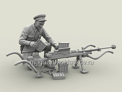 Сборная фигура из смолы SM 3124 Майор РККА с трофейным японским противотанковым ружьём (тип 97), 1:35, SOGA miniatures (SM-3124) (SM-3124)