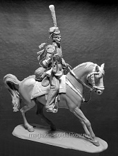 Сборная миниатюра из смолы Трубач Лейб-Гвардии Черноморской казачьей сотни, Россия 1812-14, 54 мм, Chronos miniatures - фото