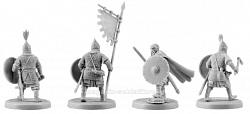 Сборная миниатюра из смолы Русь, набор №2, 4 фигуры, 28 мм, V&V miniatures